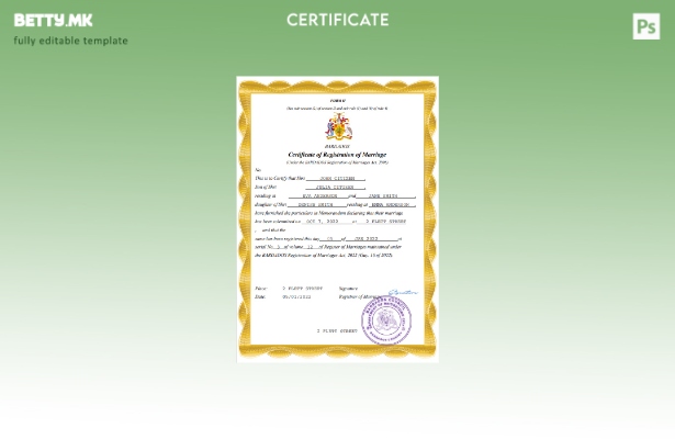 модерен стил Извод за брак од Барбадос Шаблон за Word и PDF